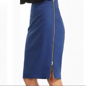 High Waisted Cream Pencil Skirt with Side Zipper